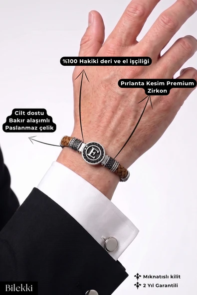 bilekki Speciale - Kişiye Özel İtalyan Deri Erkek Bileklik ürün görseli 1