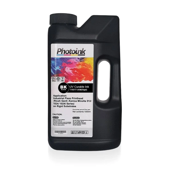 RICOH GEN5 / KONICA 512/1024 Kafalar için 1000 ml SİYAH BLACK UV Mürekkep (Sert ve Yumuşak Zemin) T-R5F ürün görseli 1