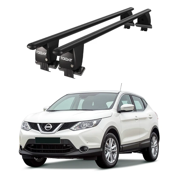 Royal Nissan Qashqai (2014 - 2017) Uyumlu Siyah Kilitli Ara Atkı Port Bagaj Tavan Barı ürün görseli 1