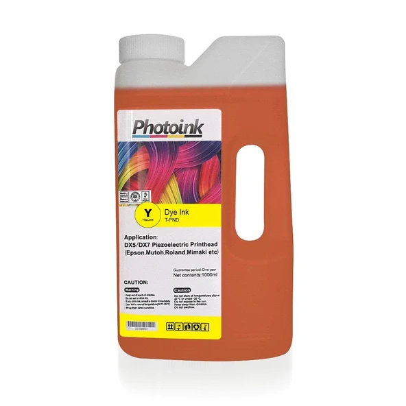 DX5/DX7/5113 Kafalar için 1000 ml SARI YELLOW Dye Plotter Mürekkep (T-PND) ürün görseli 1