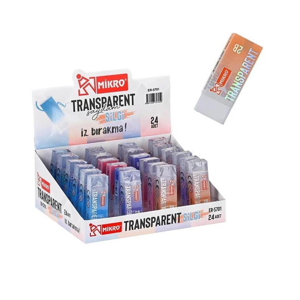 Mikro ER-5701 Transparent Saydam Silgi 24 Adet ürün görseli 1