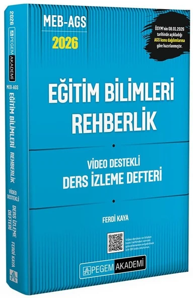 YENİ AGS - Pegem 2026 MEB-AGS Eğitim Bilimleri Rehberlik Ders İzleme Defteri Pegem Akademi Yayınları ürün görseli 1