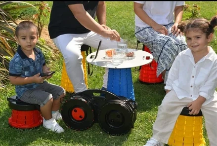 Nova Plastik Pratik Katlanır Akordiyon Tabure / Masa /Sehpa Piknik Seti ürün görseli 1