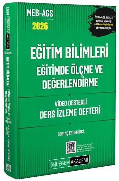 YENİ AGS - Pegem 2026 MEB-AGS Eğitim Bilimleri Ölçme ve Değerlendirme Ders İzleme Defteri Pegem Akademi Yayınları ürün görseli 1