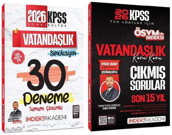 İndeks Akademi 2026 KPSS Vatandaşlık Simülasyon 30 Deneme + Çıkmış Sorular Son 15 Yıl 2 li Set - Emrah Vahap Özkaraca İndeks Akademi Yayıncılık ürün görseli 1
