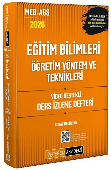 YENİ AGS - Pegem 2026 MEB-AGS Eğitim Bilimleri Öğretim Yöntem ve Teknikleri Ders İzleme Defteri Pegem Akademi Yayınları ürün görseli 1
