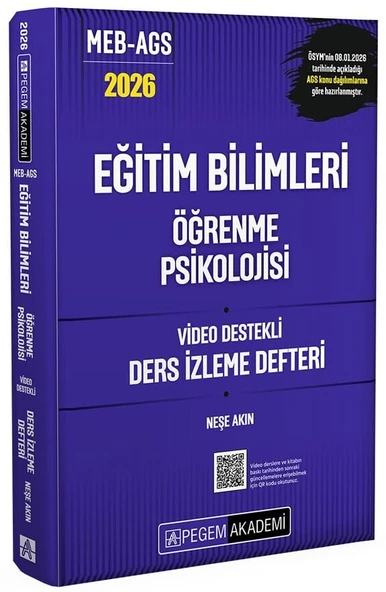 YENİ AGS - Pegem 2026 MEB-AGS Eğitim Bilimleri Öğrenme Psikolojisi Ders İzleme Defteri Pegem Akademi Yayınları ürün görseli 1