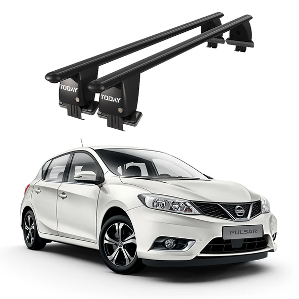 Royal Nissan Pulsar (2014 ve Sonrası) Uyumlu Siyah Kilitli Ara Atkı Port Bagaj Tavan Barı ürün görseli 1