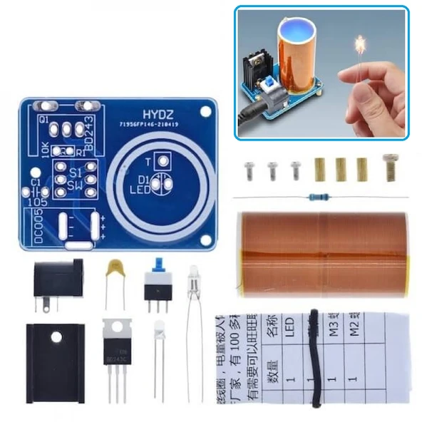 DC 9-12V BD243 Mini Tesla Bobin Kiti Modülü Kendin Yap Hobi Devresi DIY Lehimleme Kiti Demonte(Montesiz) ürün görseli 1