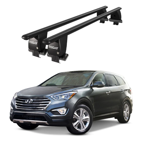 Royal Hyundai Maxcruz / Santa Fe (2012-2018) Uyumlu Siyah Kilitli Ara Atkı Port Bagaj Tavan Barı ürün görseli 1