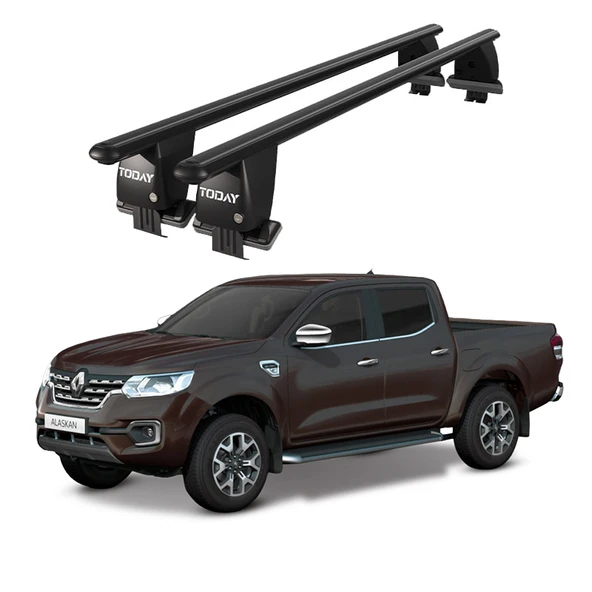 Royal Renault Alaskan (2016 ve Sonrası) Uyumlu Siyah Ara Atkı Port Bagaj Tavan Barı ürün görseli 1