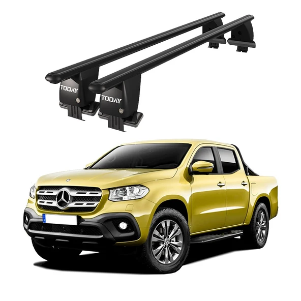 Royal Mercedes X-Class (2018 ve Sonrası) Uyumlu Siyah Ara Atkı Port Bagaj Tavan Barı ürün görseli 1