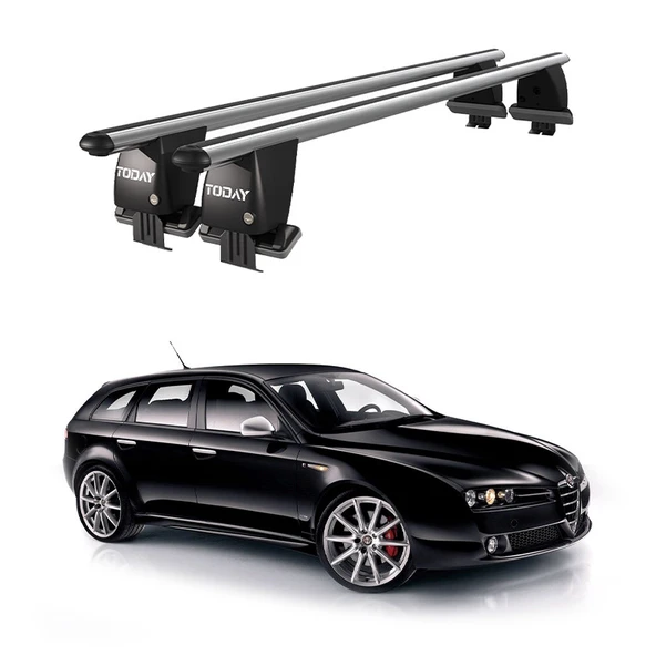 Royal Alfa Romeo 159 (2006-2013) Uyumlu Gri Kilitli Ara Atkı Port Bagaj Tavan Barı ürün görseli 1