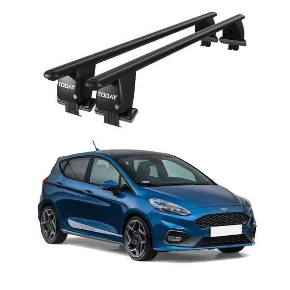Royal Ford Fiesta VII (2017 ve Sonrası) Uyumlu Siyah Kilitli Ara Atkı Port Bagaj Tavan Barı ürün görseli 1