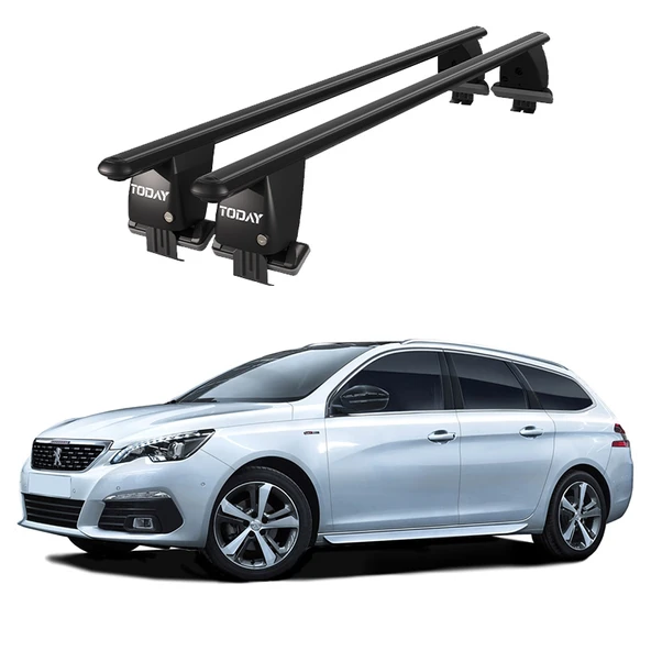 Royal Peugeot 308 (2014-2021) Uyumlu Siyah Kilitli Ara Atkı Port Bagaj Tavan Barı ürün görseli 1