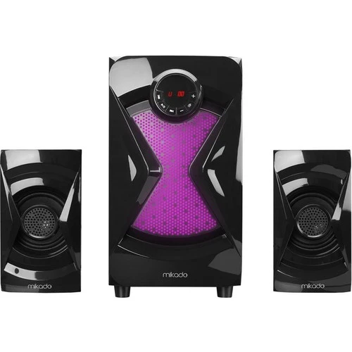 Md-370Bt 2+1 38W Siyah Bt-Aux-Usb-Fm-Led Işıklı Multimedia Speaker ürün görseli 1