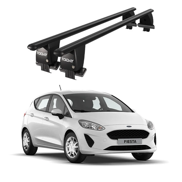 Royal Ford Fiesta VII (2017 ve Sonrası) Uyumlu Siyah Kilitli Ara Atkı Port Bagaj Tavan Barı ürün görseli 1