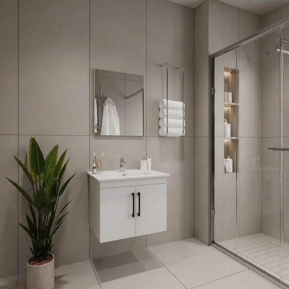 Creavit D20 Banyo Dolabı Seti Çekmeceli 80 Cm Beyaz ürün görseli 1