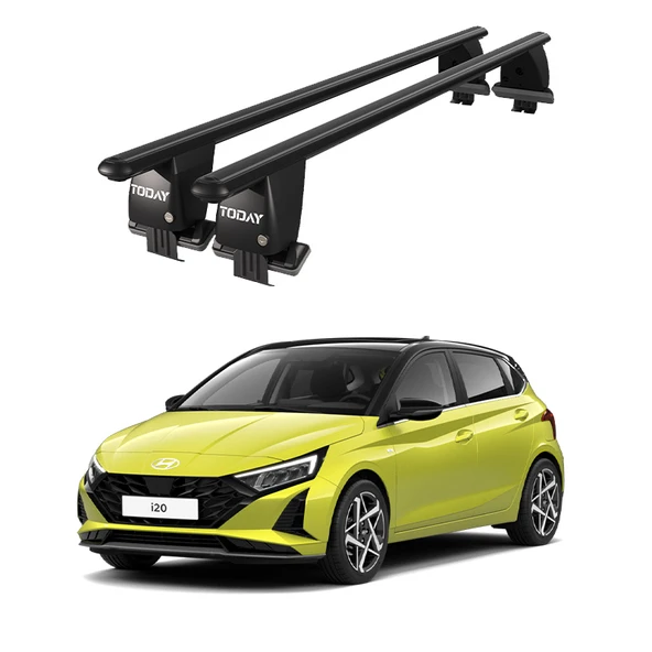Royal Hyundai i20 (2020 ve Sonrası) Uyumlu Siyah Kilitli Ara Atkı Port Bagaj Tavan Barı ürün görseli 1