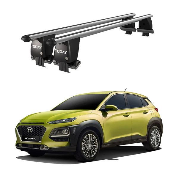 Royal Hyundai Kona (2017 ve Sonrası) Uyumlu Gri Kilitli Ara Atkı Port Bagaj Tavan Barı ürün görseli 1