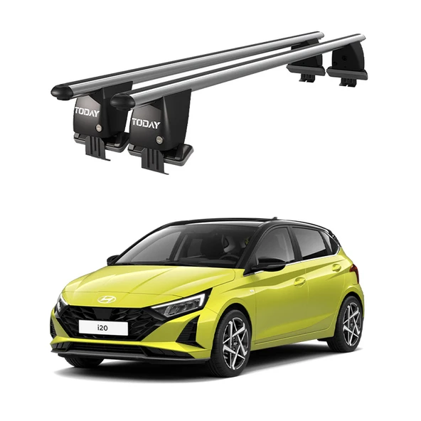 Royal Hyundai i20 (2020 ve Sonrası) Uyumlu Gri Kilitli Ara Atkı Port Bagaj Tavan Barı ürün görseli 1