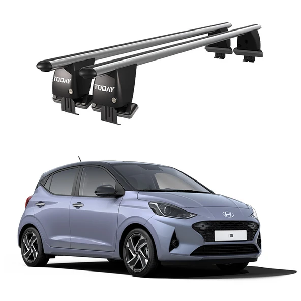 Royal Hyundai i10 (2019 ve Sonrası) Uyumlu Gri Kilitli Ara Atkı Port Bagaj Tavan Barı ürün görseli 1