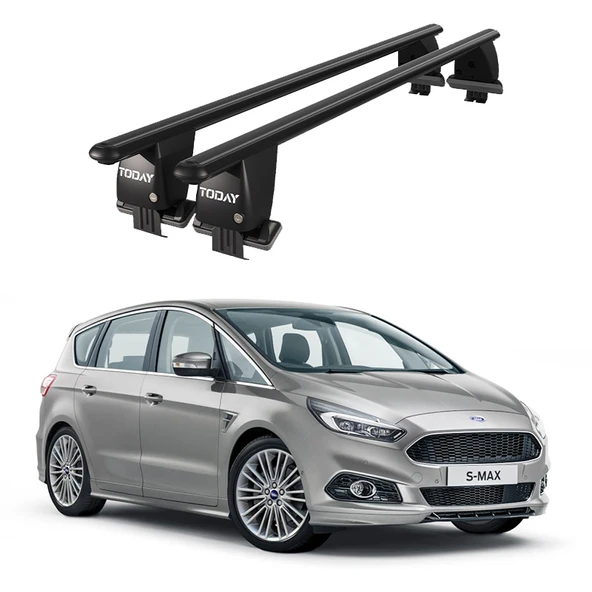 Royal Ford S-Max II (2015 ve Sonrası) Uyumlu Siyah Kilitli Ara Atkı Port Bagaj Tavan Barı ürün görseli 1