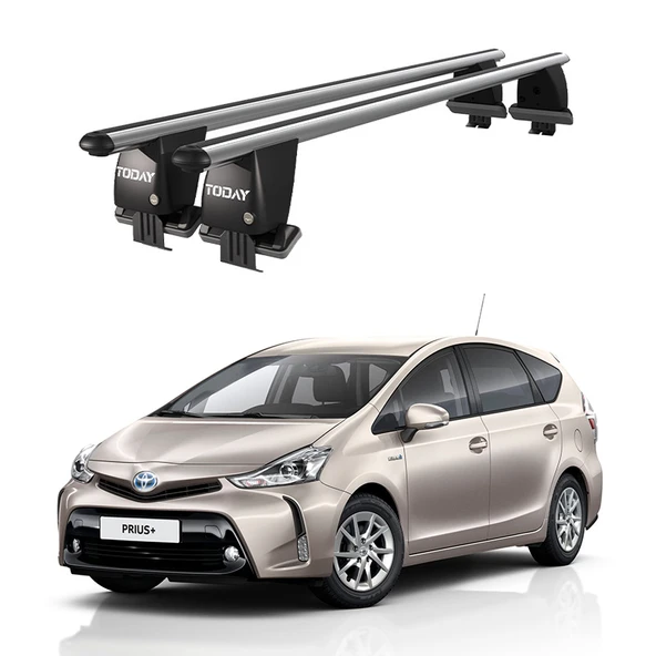 Royal Toyota Prius + / Prius v (2011 ve Sonrası) Uyumlu Gri Kilitli Ara Atkı Port Bagaj Tavan Barı ürün görseli 1