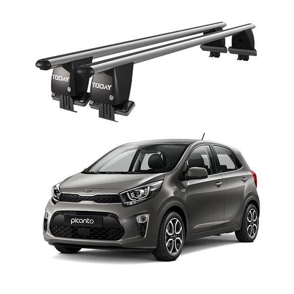 Royal Kia Picanto (2017 ve Sonrası) Uyumlu Gri Kilitli Ara Atkı Port Bagaj Tavan Barı ürün görseli 1