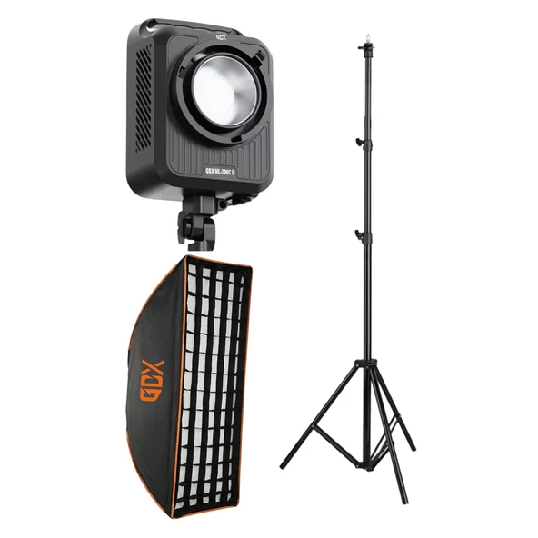 GDX ML-300C II Bicolor Sürekli Işık Seti – 300W Profesyonel Video & Fotoğraf Aydınlatma Kiti (Softbox + Tripod) ürün görseli 1