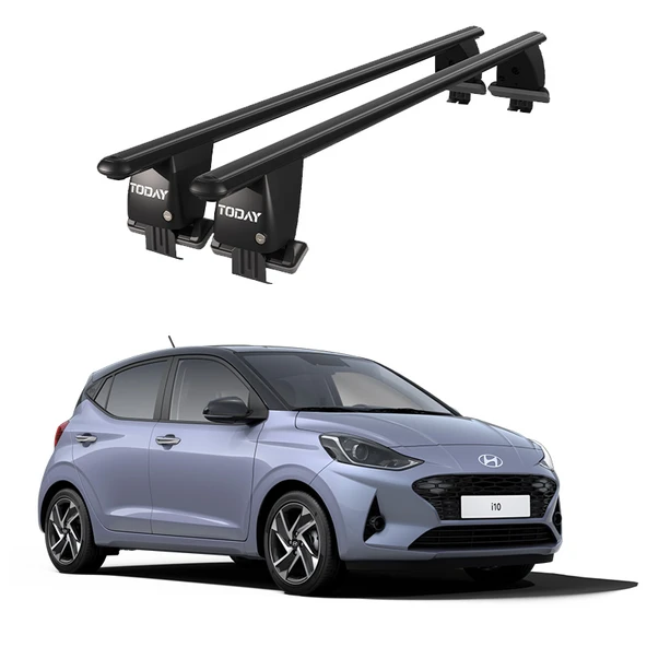 Royal Hyundai i10 (2019 ve Sonrası) Uyumlu Siyah Kilitli Ara Atkı Port Bagaj Tavan Barı ürün görseli 1