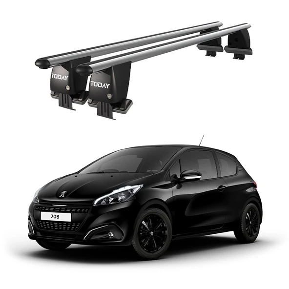 Royal Peugeot 208 (2015-2019) Uyumlu Gri Kilitli Ara Atkı Port Bagaj Tavan Barı ürün görseli 1