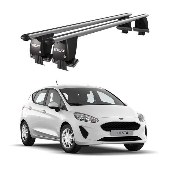 Royal Ford Fiesta VII (2017 ve Sonrası) Uyumlu Gri Kilitli Ara Atkı Port Bagaj Tavan Barı ürün görseli 1