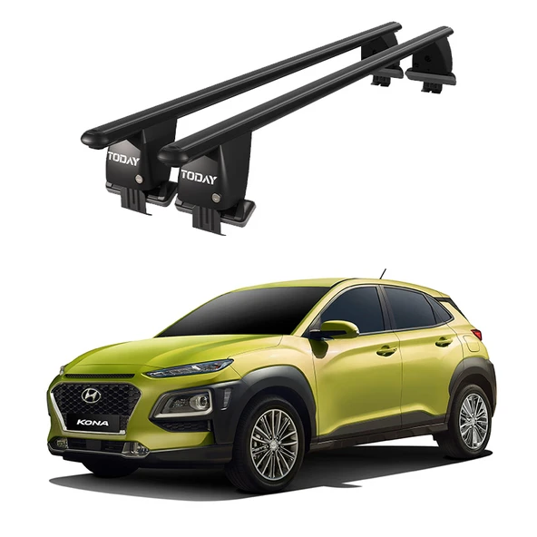 Royal Hyundai Kona (2017 ve Sonrası) Uyumlu Siyah Kilitli Ara Atkı Port Bagaj Tavan Barı ürün görseli 1