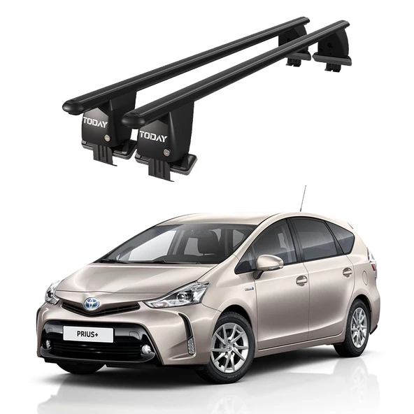Royal Toyota Prius + / Prius v(2011 ve Sonrası) Uyumlu Siyah Kilitli Ara Atkı Port Bagaj Tavan Barı ürün görseli 1