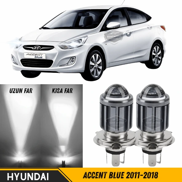 Hyundai Accent Blue 2011-2018 Uyumlu Mercekli Far Ampulü Led Xenon Beyaz Renk Far Şimşek Etkili CSP Led Lamba Uzun Kısa 2 Adet Takım ürün görseli 1