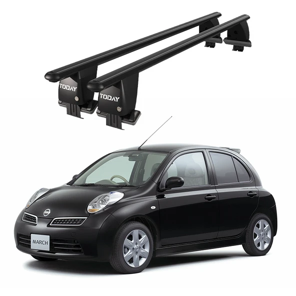 Royal Nissan Micra / March (2002-2010) Uyumlu Siyah Kilitli Ara Atkı Port Bagaj Tavan Barı ürün görseli 1
