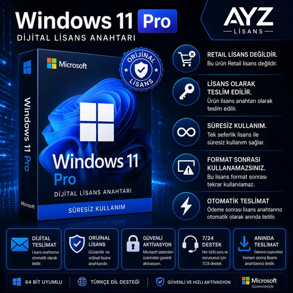 Windows 11 Pro Dijital Lisans Anahtarı ürün görseli 1