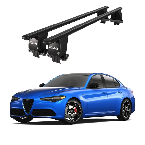 Royal Alfa Romeo Giulia (2016 ve Sonrası) Uyumlu Siyah Kilitli Ara Atkı Port Bagaj Tavan Barı ürün görseli 1