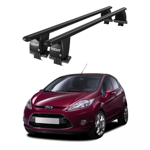 Royal Ford Fiesta VI (2008-2013) Uyumlu Siyah Kilitli Ara Atkı Port Bagaj Tavan Barı ürün görseli 1