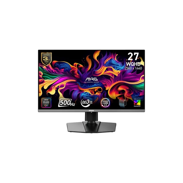 MSI MAG 272QP QD-OLED X50 27 2560x1440 WQHD 500Hz 0.03 ms HDMI DP Type-C True Black 500 FreeSync Premium Pro QD-OLED Gaming Monitör ürün görseli 1