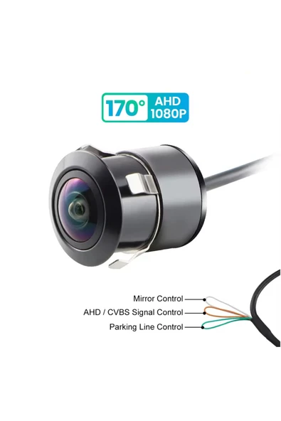 GERİ GÖRÜŞ PARK KAMERASI 1080P AHD 170 DERECE BALIK GÖZÜ AHD-CVBS PARK ÇİZGİ AYARLI SU GEÇİRMEZ ürün görseli 1