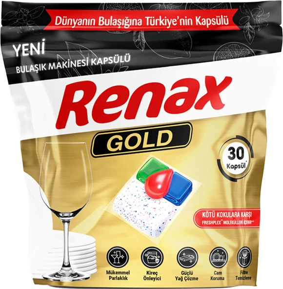 RENAX Gold Bulaşık Makinesi Kapsülü 30'lu 360 G ürün görseli 1