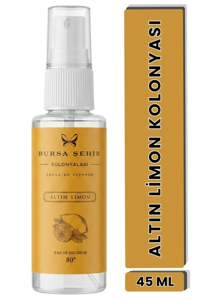 Bursa Şehir Kolonyaları, Altın Limon Kolonyası, 45 ml, Sprey, Cep Boy, 80° ürün görseli 1