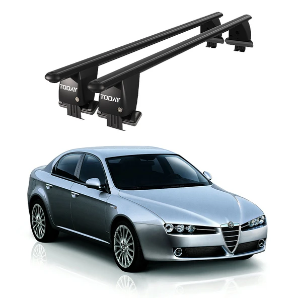Royal Alfa Romeo 159 (2005-2013) Uyumlu Siyah Kilitli Ara Atkı Port Bagaj Tavan Barı ürün görseli 1
