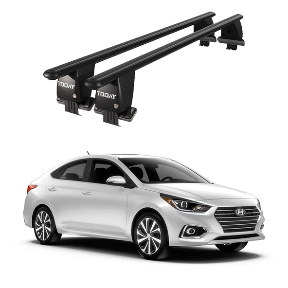 Royal Hyundai Accent V (2017 ve Sonrası) Uyumlu Siyah Ara Atkı Port Bagaj Tavan Barı ürün görseli 1