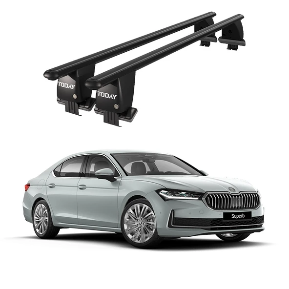 Royal Skoda Superb (2015 ve Sonrası) Uyumlu Siyah Kilitli Ara Atkı Port Bagaj Tavan Barı ürün görseli 1