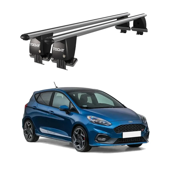 Royal Ford Fiesta VII (2017 ve Sonrası) Uyumlu Gri Kilitli Ara Atkı Port Bagaj Tavan Barı ürün görseli 1