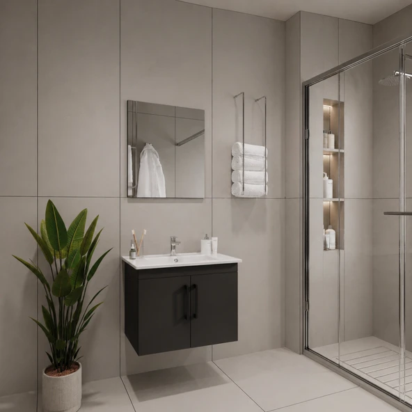 Creavit D20 Banyo Dolabı Seti Çekmeceli 80 Cm Antrasit ürün görseli 1