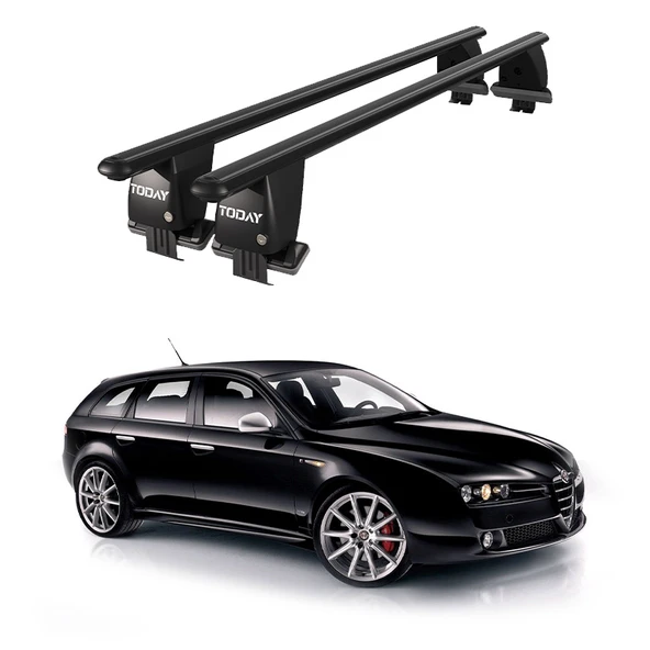 Royal Alfa Romeo 159 (2006-2013) Uyumlu Siyah Kilitli Ara Atkı Port Bagaj Tavan Barı ürün görseli 1